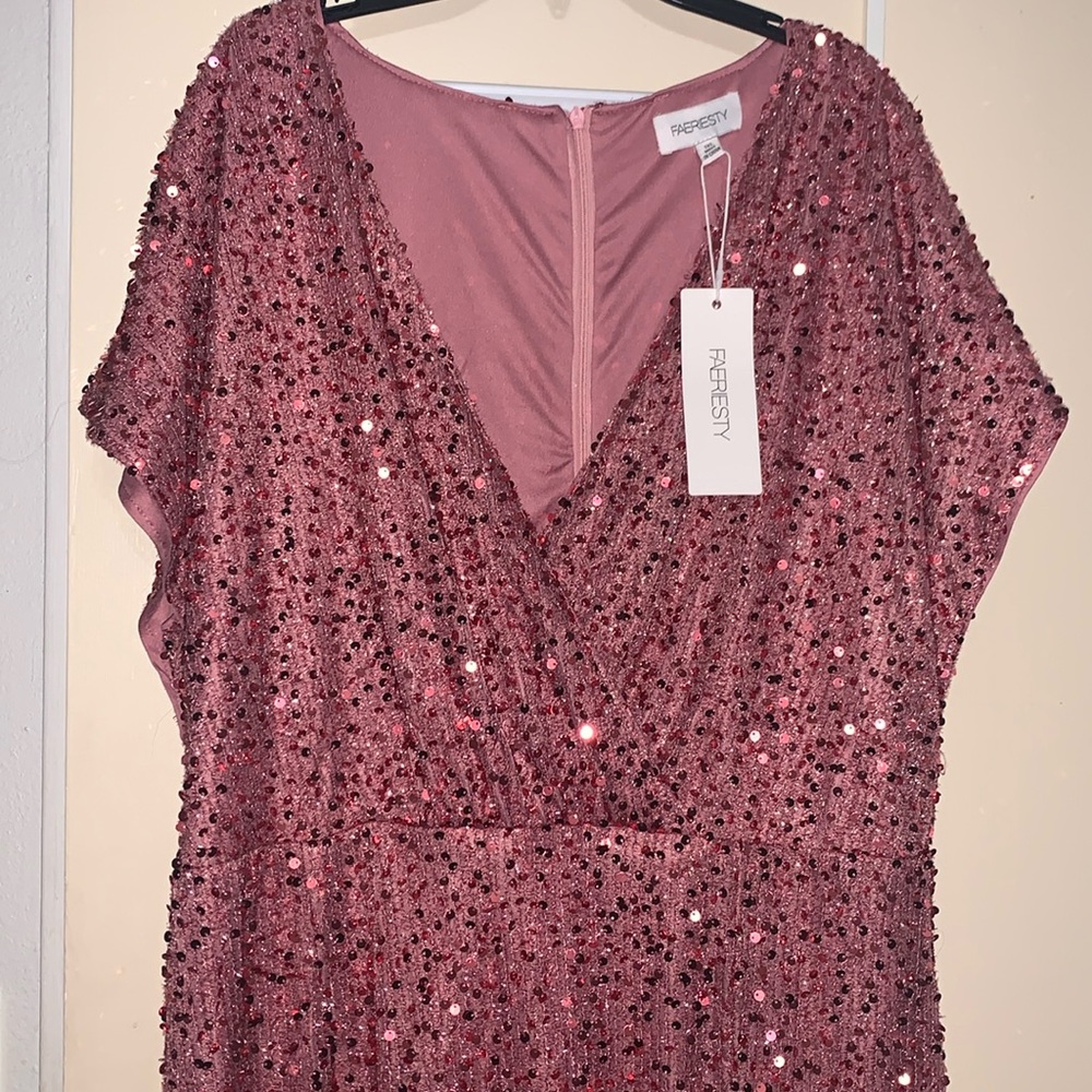 pink sequence dress